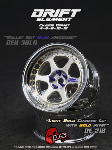 DS Racing DE-216 Wheels (Light Gold/Chrome Lip/Gold Rivets)