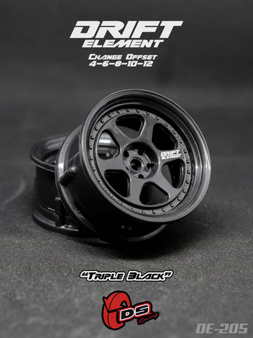 DS Racing DE-205 Wheels Drift Element II (Tri Black)