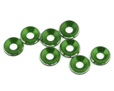 1UP Racing 3mm LowPro Countersunk Washers (Green, Blue, Red) (8)
