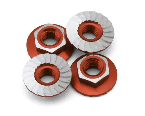 1UP Racing 4mm "Lockdown" Serrated Aluminum Wheel Nuts (Green, Orange) (4)