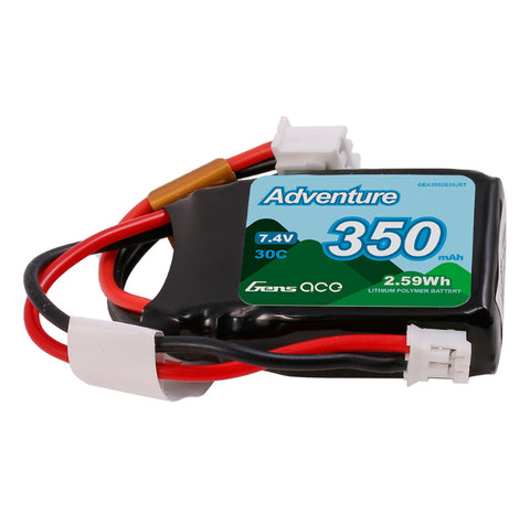 Gens Ace Adventure 350mAh 2S 30C 7.4V Lipo Battery Pack With JST Plug