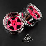 DS Racing DE-024 Drift Element 5 Spoke Drift Wheels (Pink Face/Chrome Lip/Black Rivets) (Adjustable Offset) w/12mm Hex