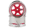 DS Racing Drift Element 6 Spoke Drift Wheels (Pink Face/Chrome Lip/Black Rivets) (Adjustable Offset) w/12mm Hex
