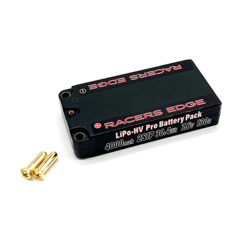 Racers Edge - 2S 4000mAh 7.6V 130C Shorty Hard Case Lipo Battery Pack ...