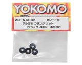 Yokomo 4mm Aluminum Serrated Flanged Nut (Black) (4)