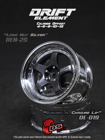 DS Racing DE-019 Wheels (Gunmetal/Chrome Lip)