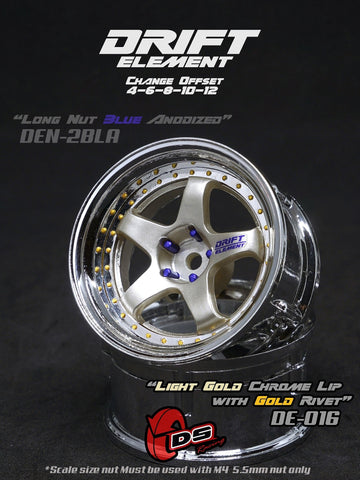 DS Racing DE-016 Wheels (Light Gold/Chrome Lip/Gold Rivets)