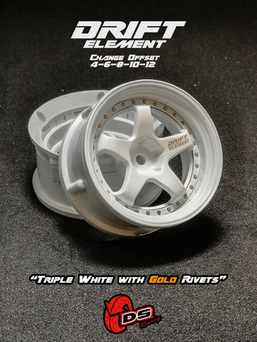 DS Racing DE-004 Wheels Triple White Gold Rivets