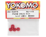 Yokomo 4mm Aluminum Serrated Flanged Nut (Red) (4)